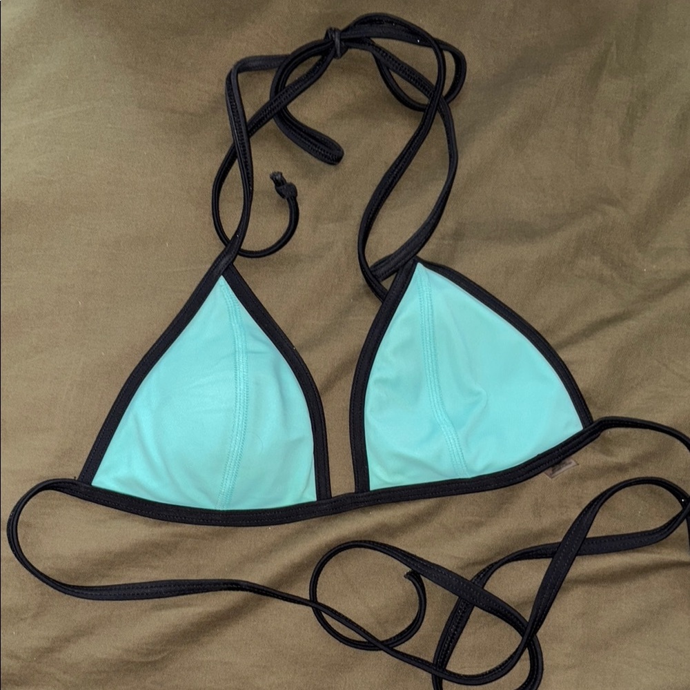 PINK Victoria's Secret Blue and Black Bikini Top